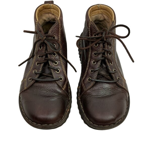 Born Pebbled Leather Lace Ankle Boots Womens 8 Stitched Detailing - Picture 2 of 12